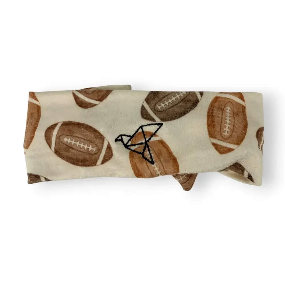 Copper Pearl Football Blitz Knotted Gown Headband Bow Lot Sz Newborn Boy Girl